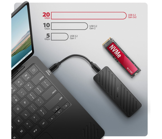 AXAGON EEM2-20G Obudowa zewnętrzna aluminiowa USB-C 3.2 Gen 2 M.2 NVMe SSD 20Gbps - 1485444 - zdjęcie 8